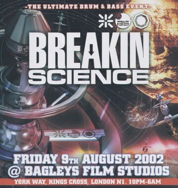 2002-08-09 Breakin Science Volume Three, Bagleys, London, flyer 1.jpeg