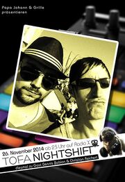 Thumbnail for File:2014-11-26 - Grille, Papa Johann, Dennis Babion, Christian Reichert - ToFa Nightshift, radio x.jpg