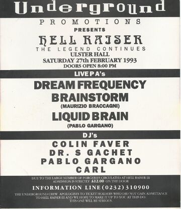 1993-02-27 - Colin Faver @ Hell Raiser 4, The Ulster Hall, Belfast | DJ ...